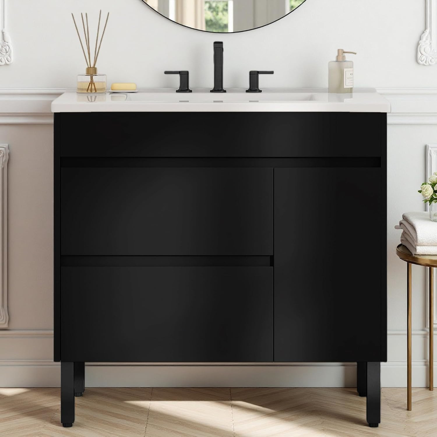 YITAHOME 36 Inch Bathroom Vanity with Sink, Bathroom Cabinet Vanity for Media Sp