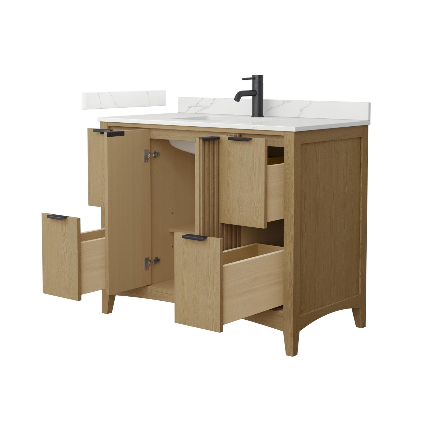 Wyndham Collection WCF9191-42S-QTZ-UNSMXX Palmilla 42″ – Natural Oak / White