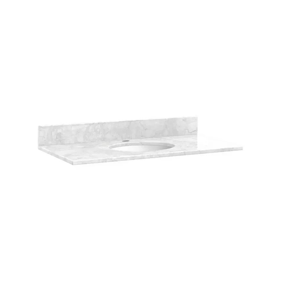 37″ x 19″ 2cm Narrow Marble Top for Undermount Sink-Single Hole-Carrara