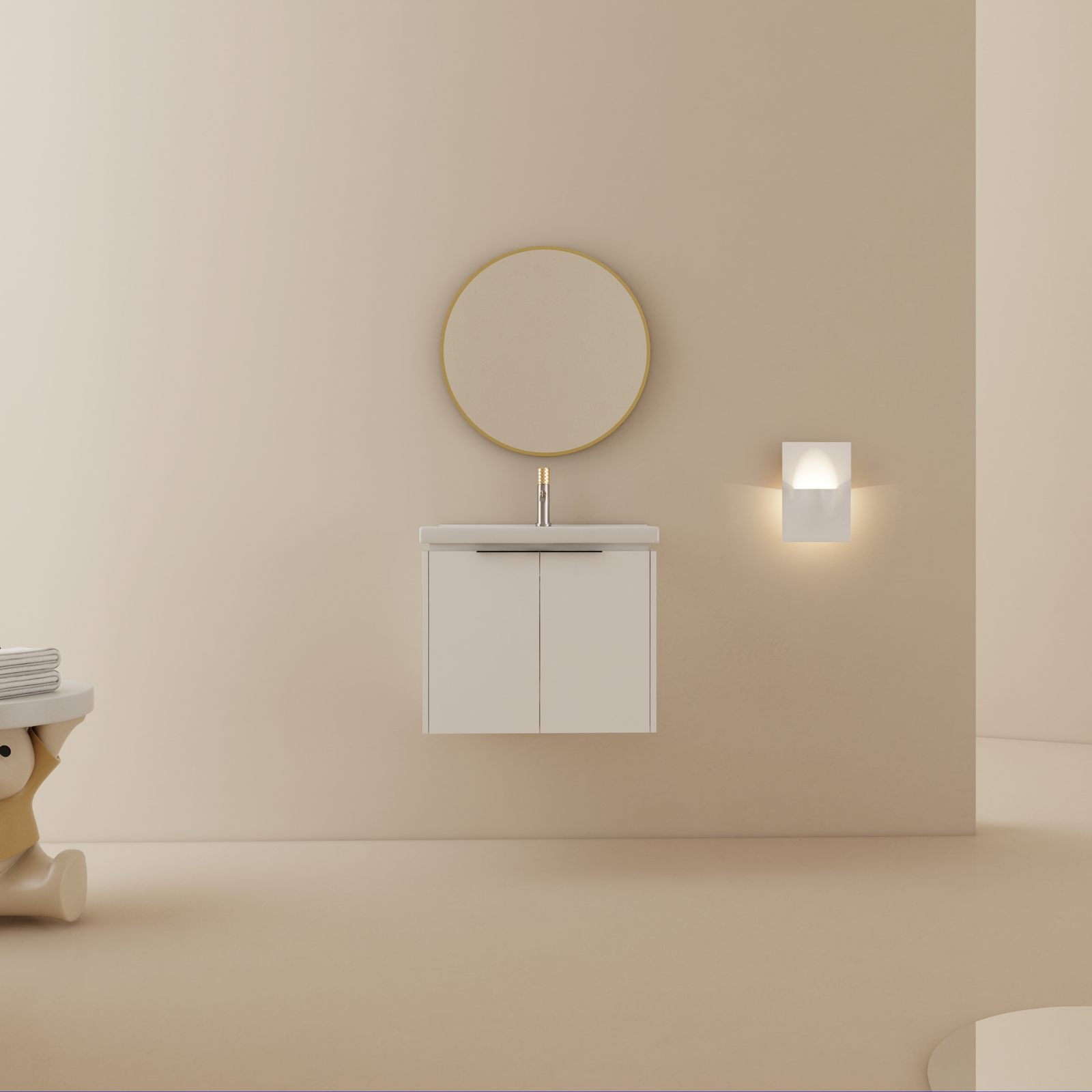 24 Inch Wall Mounted Bathroom Vanity Cabinet with Sink For Small Bathroom White