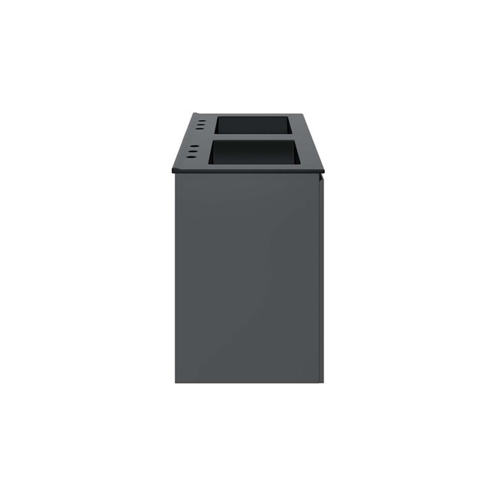 Pemberly Row 48″ Modern Wood/Ceramic Double Sink Bathroom Vanity in Gray/Black