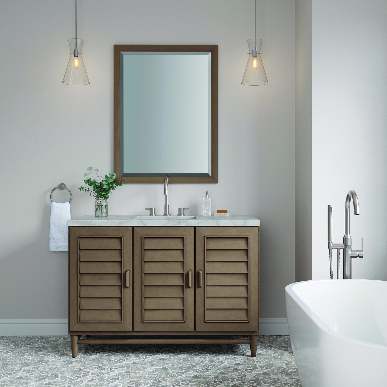 James Martin Vanities 620-V48-3VSL Portland 48″ Single Basin Wood – Wood