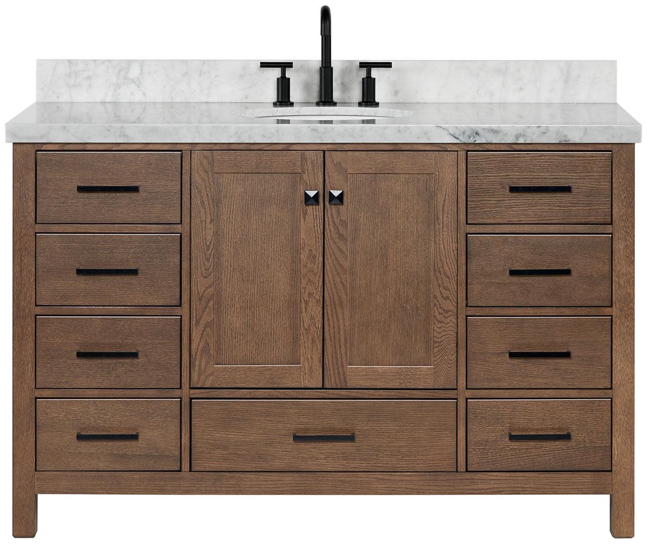 Ariel A055S-VO Cambridge 54″ – Brown Oak / Carrara White Marble / Satin Brass