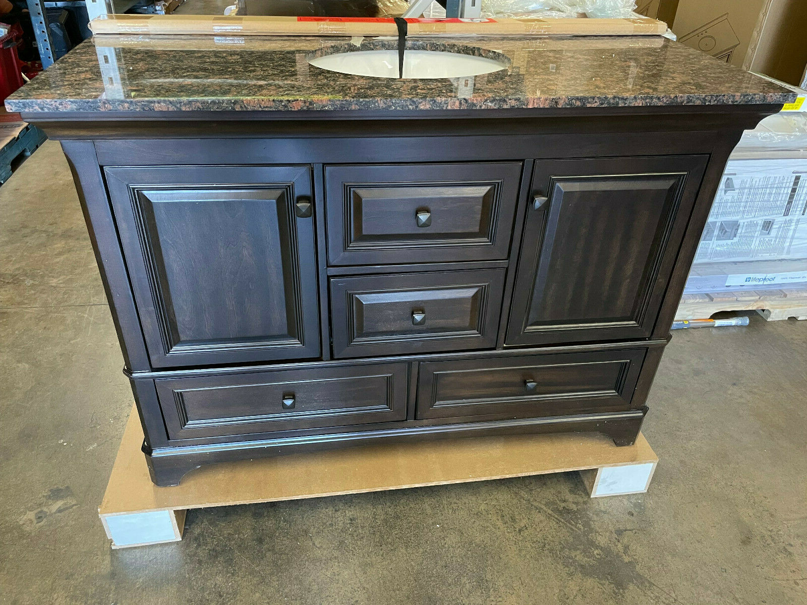 MOORPARK 49 in. BATH VANITY W GRANITE VANITY (BURNISHED WALNUT) HOME DECORATORS