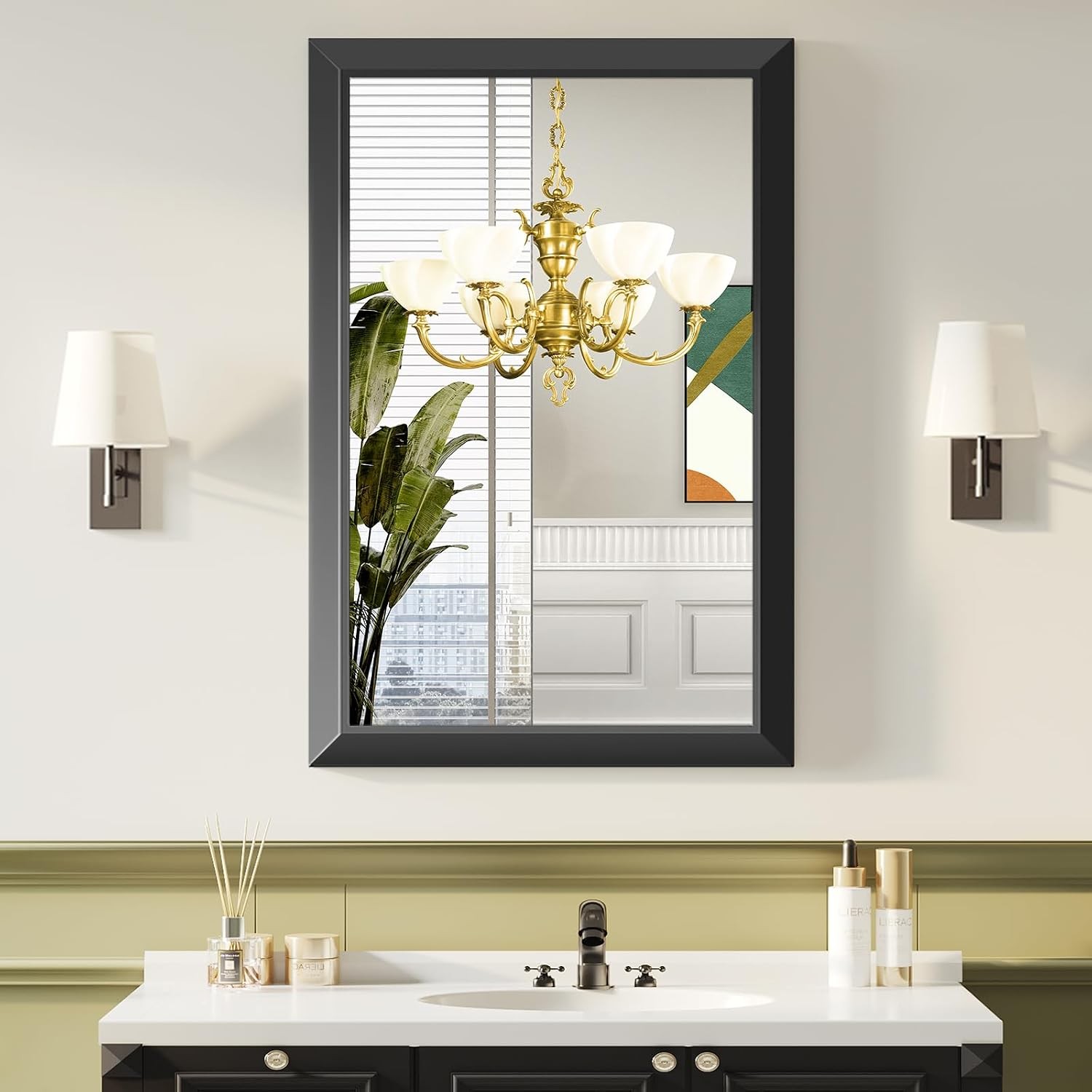 Bathroom Wall Vanity Mirror Over Sink(White,24x36Inch)