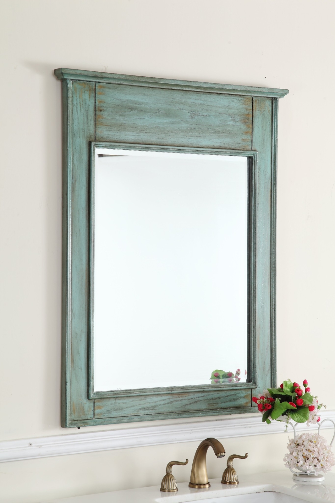 60 inch Distressed Vintage Vanity with Top & Mirror Abbeville CF-66323BU-MIR