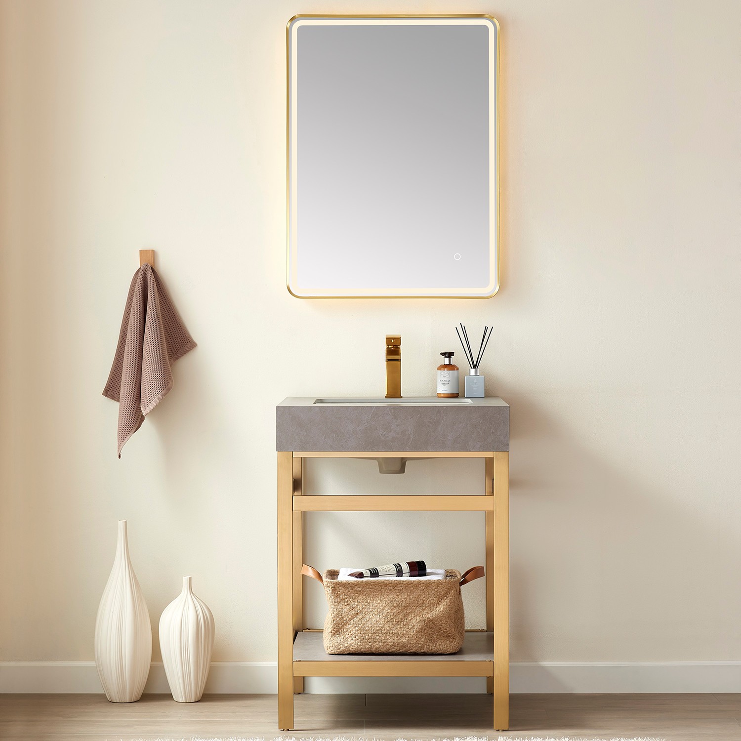 Miseno MV702524 Funes 24″ – Brushed Gold / White