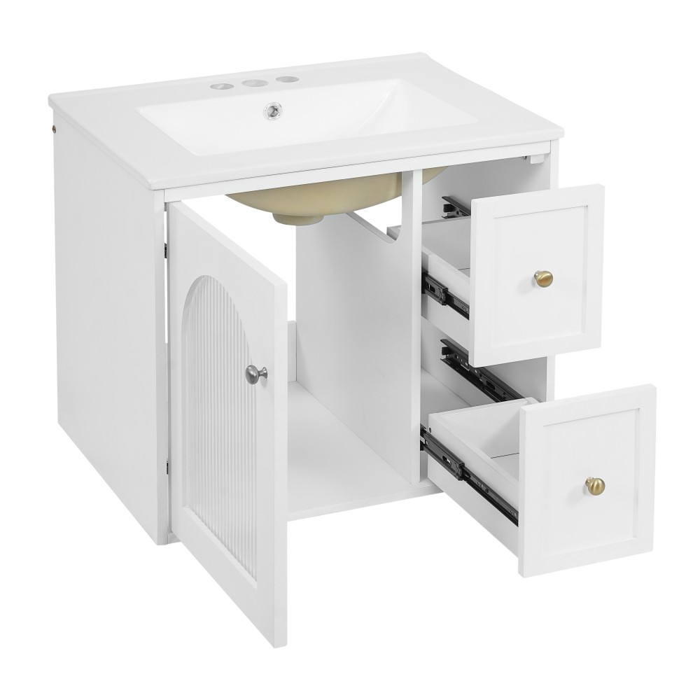 24″ Bathroom Vanity Set Wall Mounted for Small Space, Bathroom Cabinet