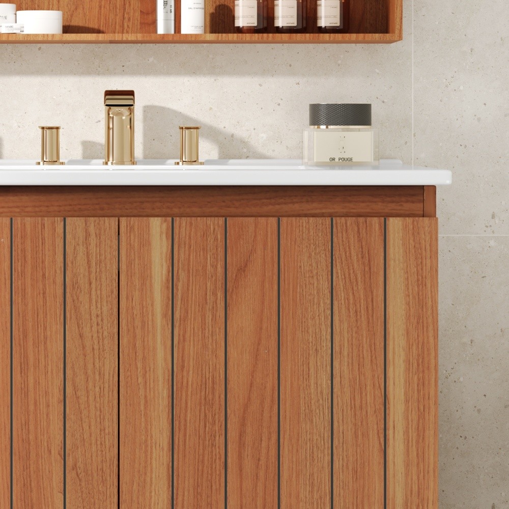 Bathroom Vanity with Ceramic Sink Features 2 Doors and Ample Storage Space