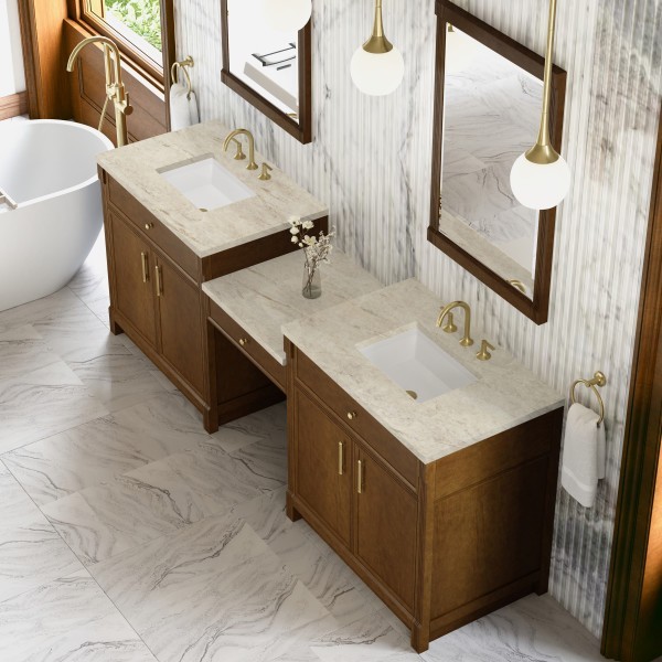 96″ James Martin Bellshire 660-VMC96-HNO-3TJR Dual Vanity Cabinet Tajnar Top