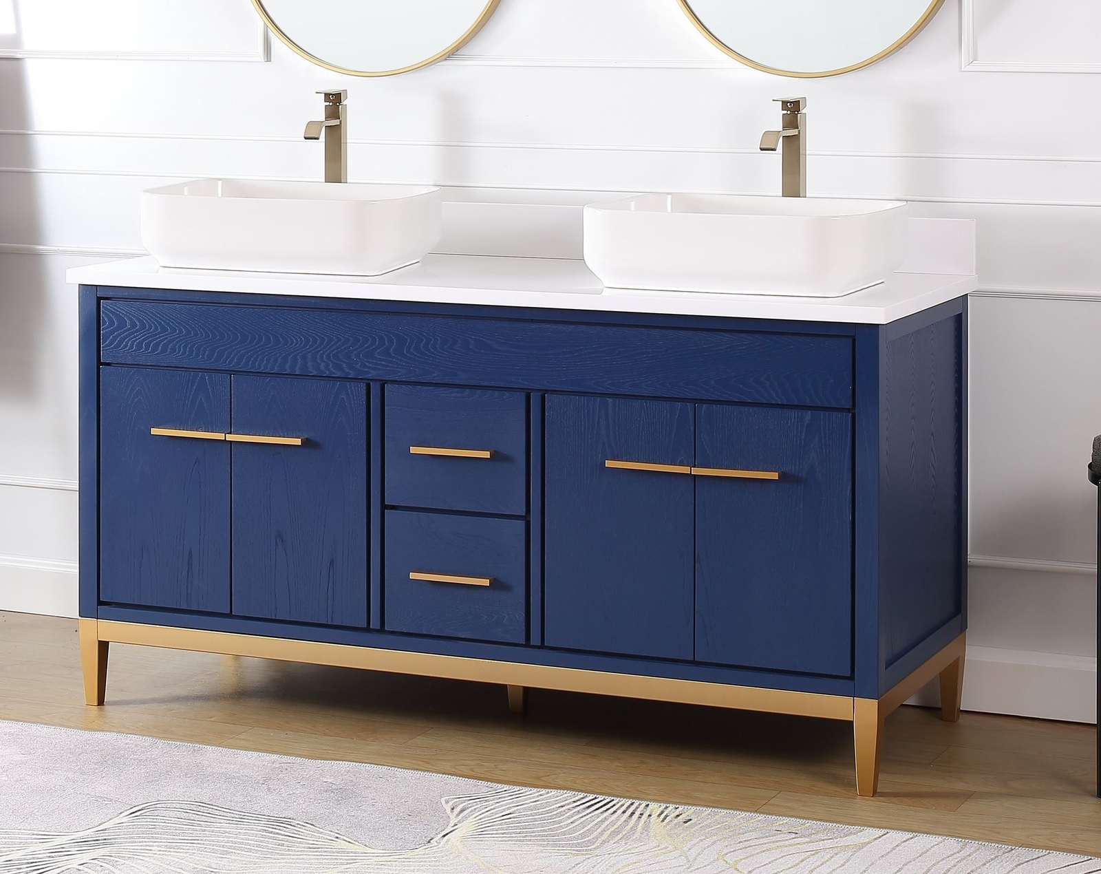 60″ Tennant Brand Navy Blue Beatrice Vessel Sink Bathroom Vanity 9960-VB60-QT