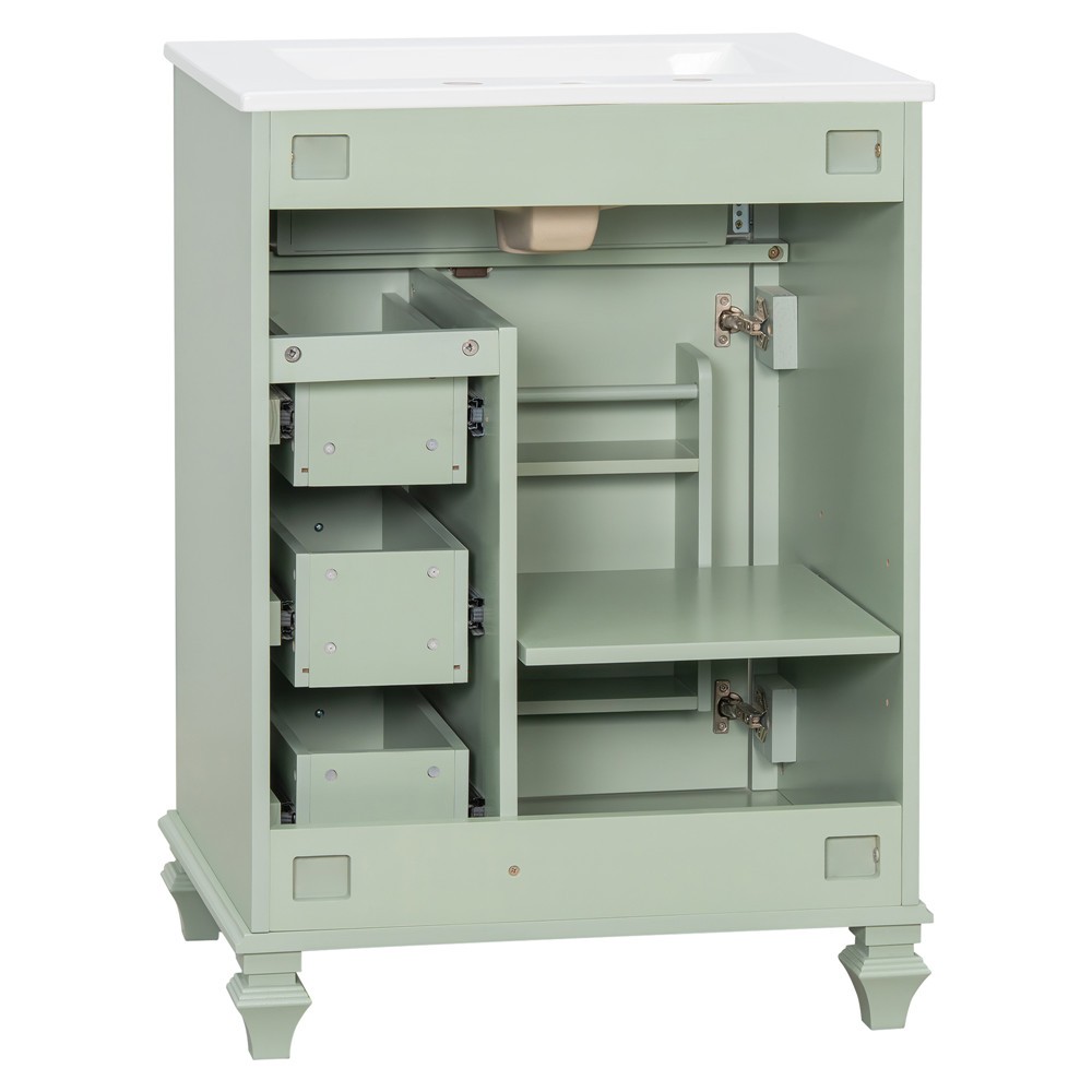 24″ Bathroom Vanity with Sink, Freestanding Vanity Storage Cabinet, 3 Drawers