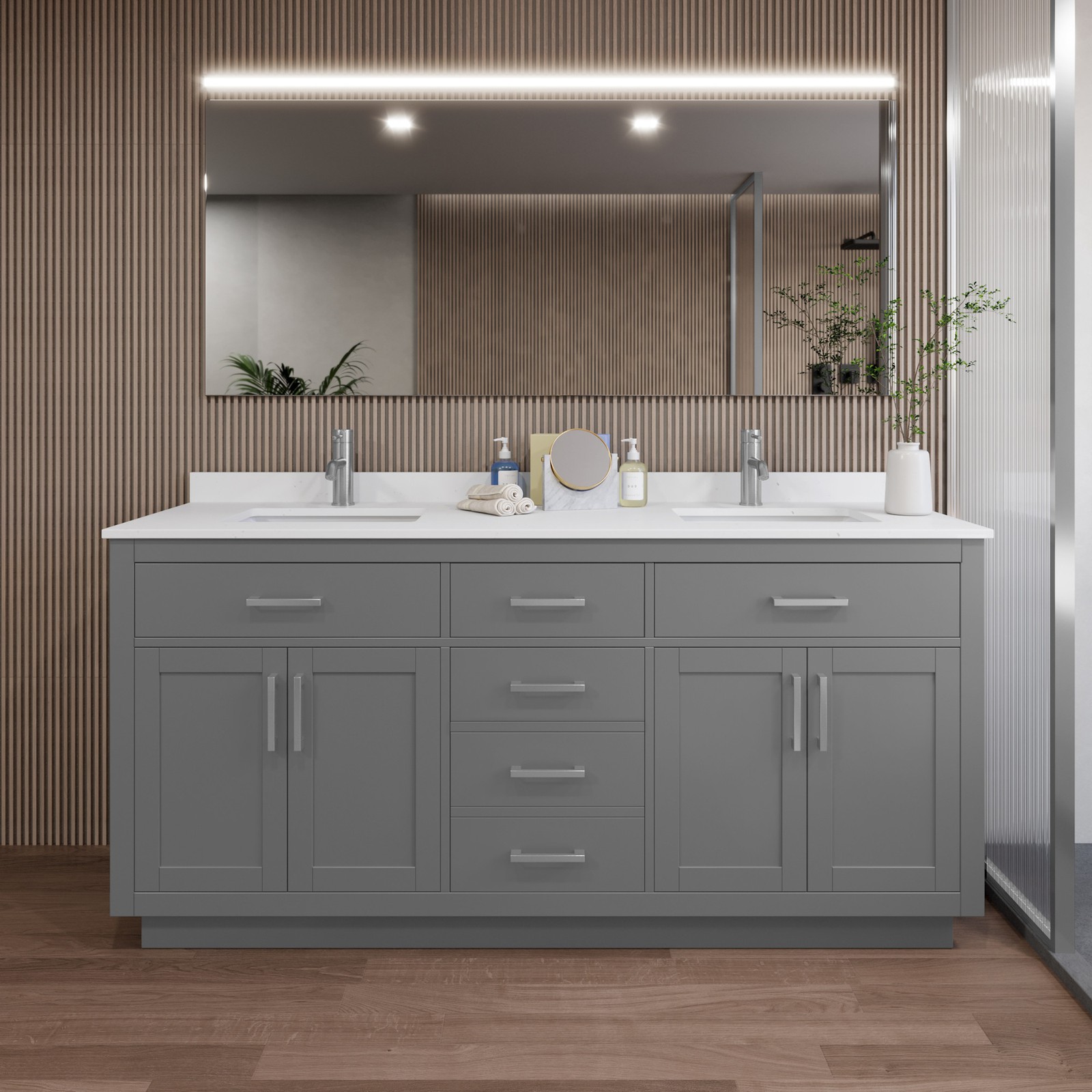 Wyndham Collection WCG262672D-VCA-UNSMXX Beckett TK 72″ – Dark Gray / White