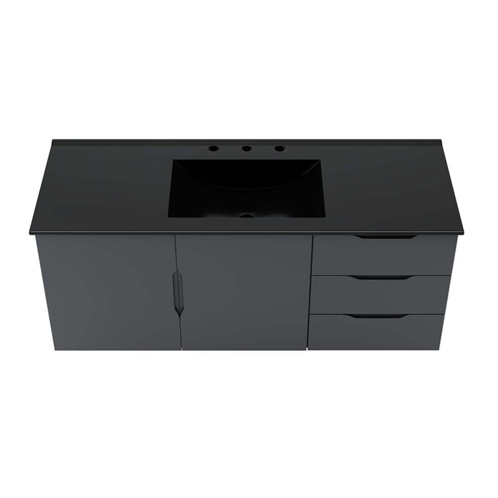 Modway Vitality Modern Wood Single Sink Bathroom Vanity in Gray/Black
