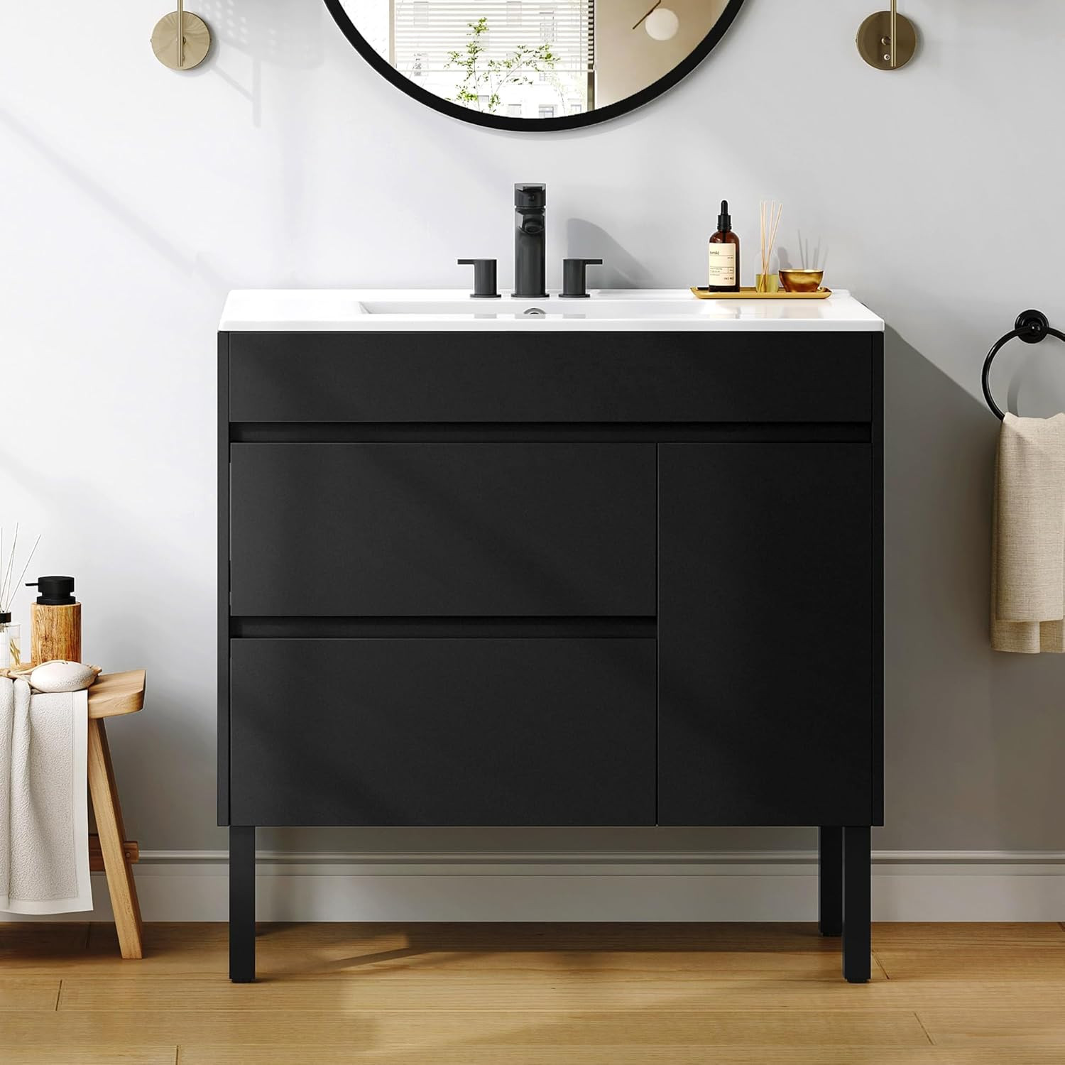 YITAHOME 36 Inch Bathroom Vanity with Sink, Bathroom Cabinet Vanity for Media Sp