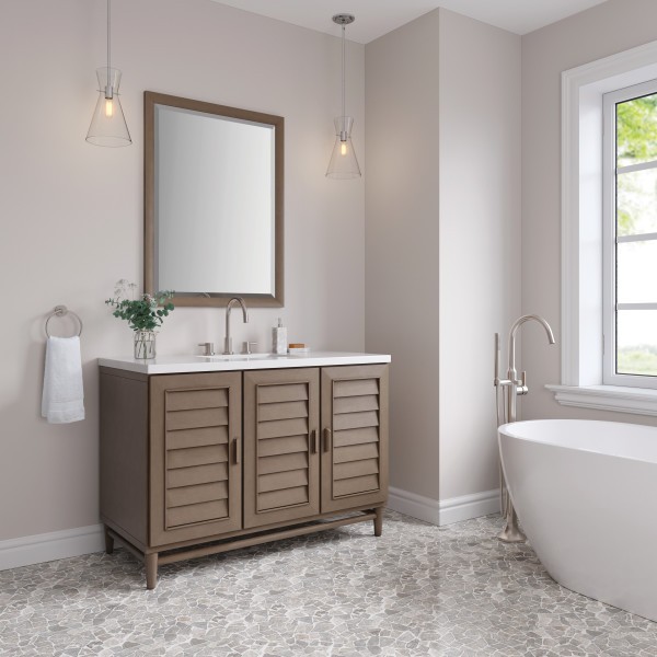 48″ James Martin Portland 620-V48-WW-3WZ Vanity Cabinet White Zeus Silestone Top