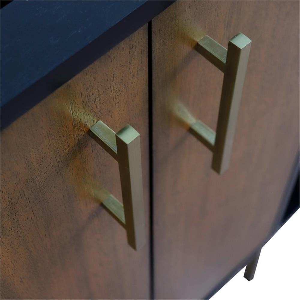 60 in. Double Wooden Vanity Walnut Black Cabinet Only
