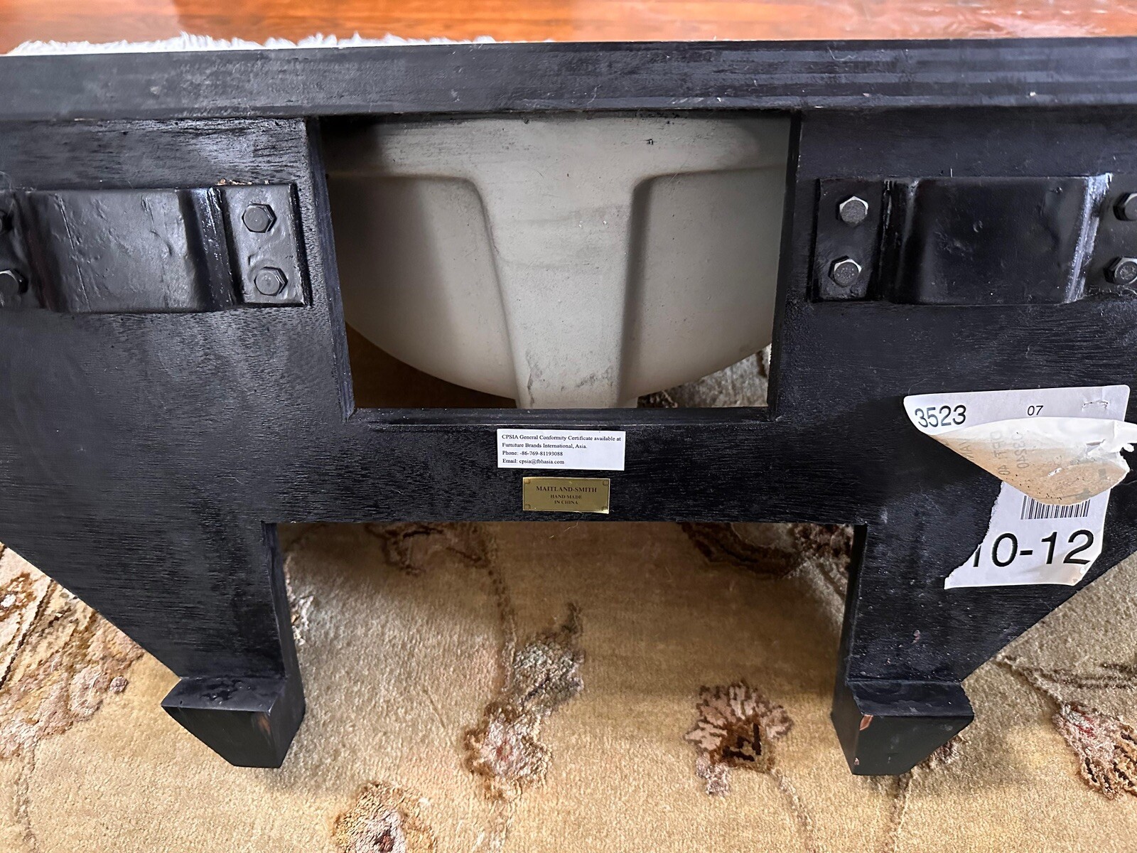 Hand Made Maitland -Smith Bathroom Vanity, Black Marble Top & Hand Painted Body