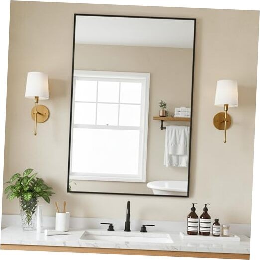 Bathroom Vanity Mirror-36″ x 24″, Shatterproof & Anti-Rust, 36″L x 24″W Black