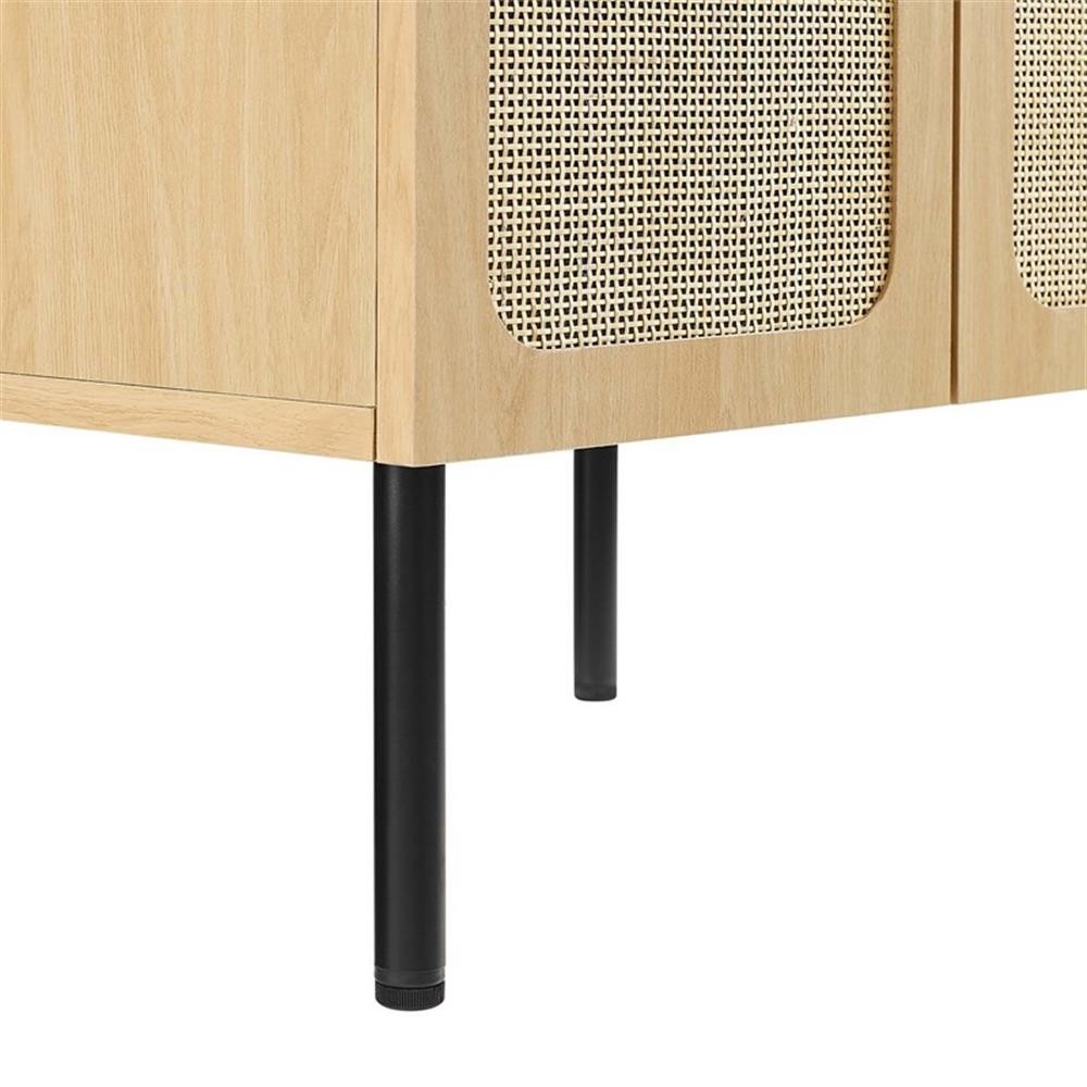 Pemberly Row Contemporary 24″ Wood & Rattan Bathroom Vanity in Oak/White