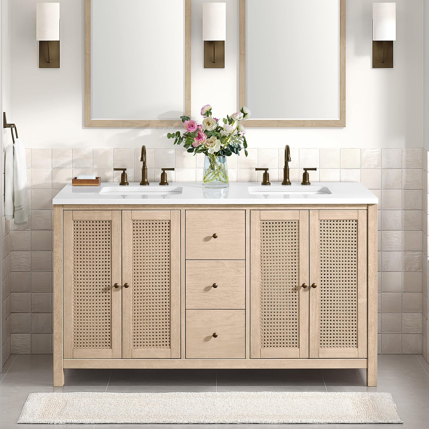 Lucca 60″ Freestanding Bathroom Vanity – Wood Cabinet with Soft-Close Doors