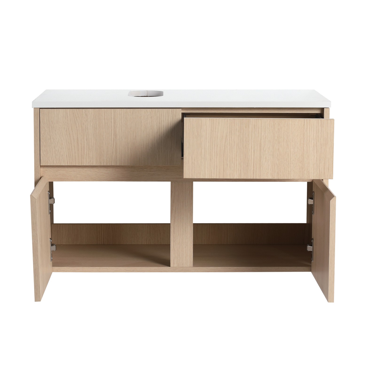 32″ Wall-Mounted Bathroom Vanity, 2 Doors & 1 Drawer, White Oak