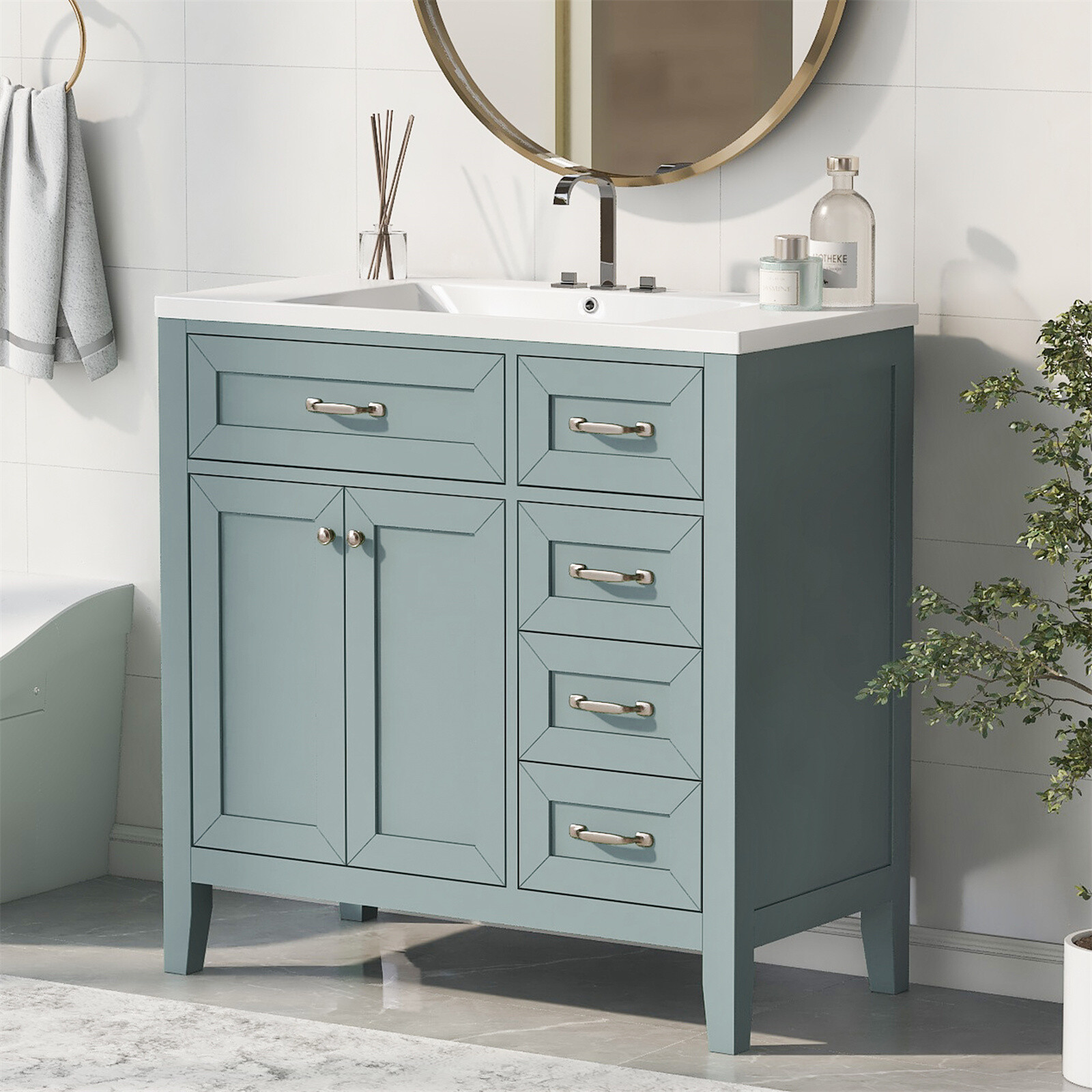 36″ Bathroom Vanity with Sink Combo Bathroom Storage Cabinet with Drawers