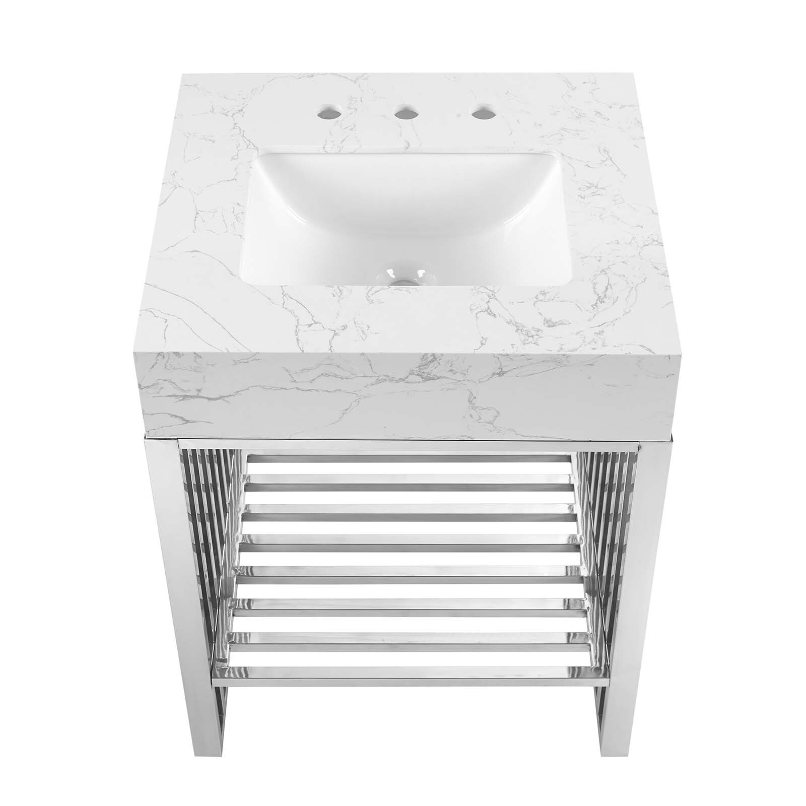 Modway Gridiron 24″ Bathroom Vanity in White Silver