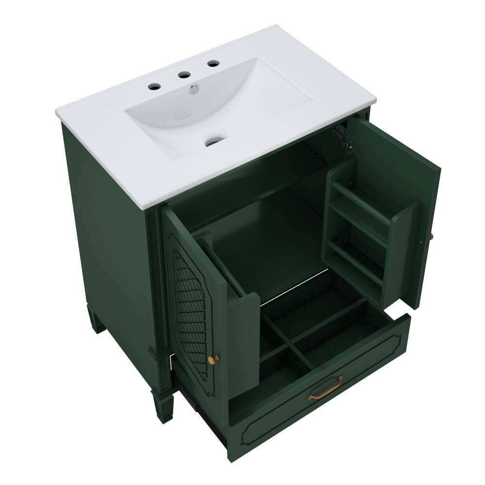 30″ Bathroom Vanity with Sink Vintage Style, Multi-functional Storage Space