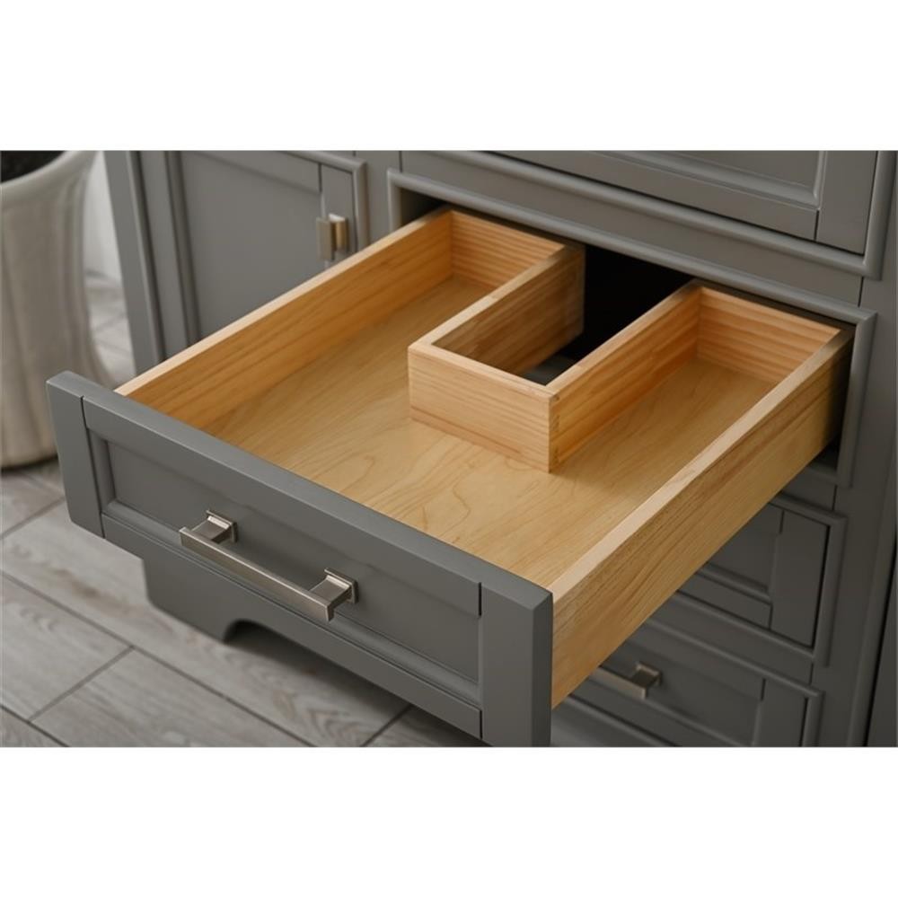 Pemberly Row Transitional 48″ Solid Birch Hardwood Single Vanity in Gray