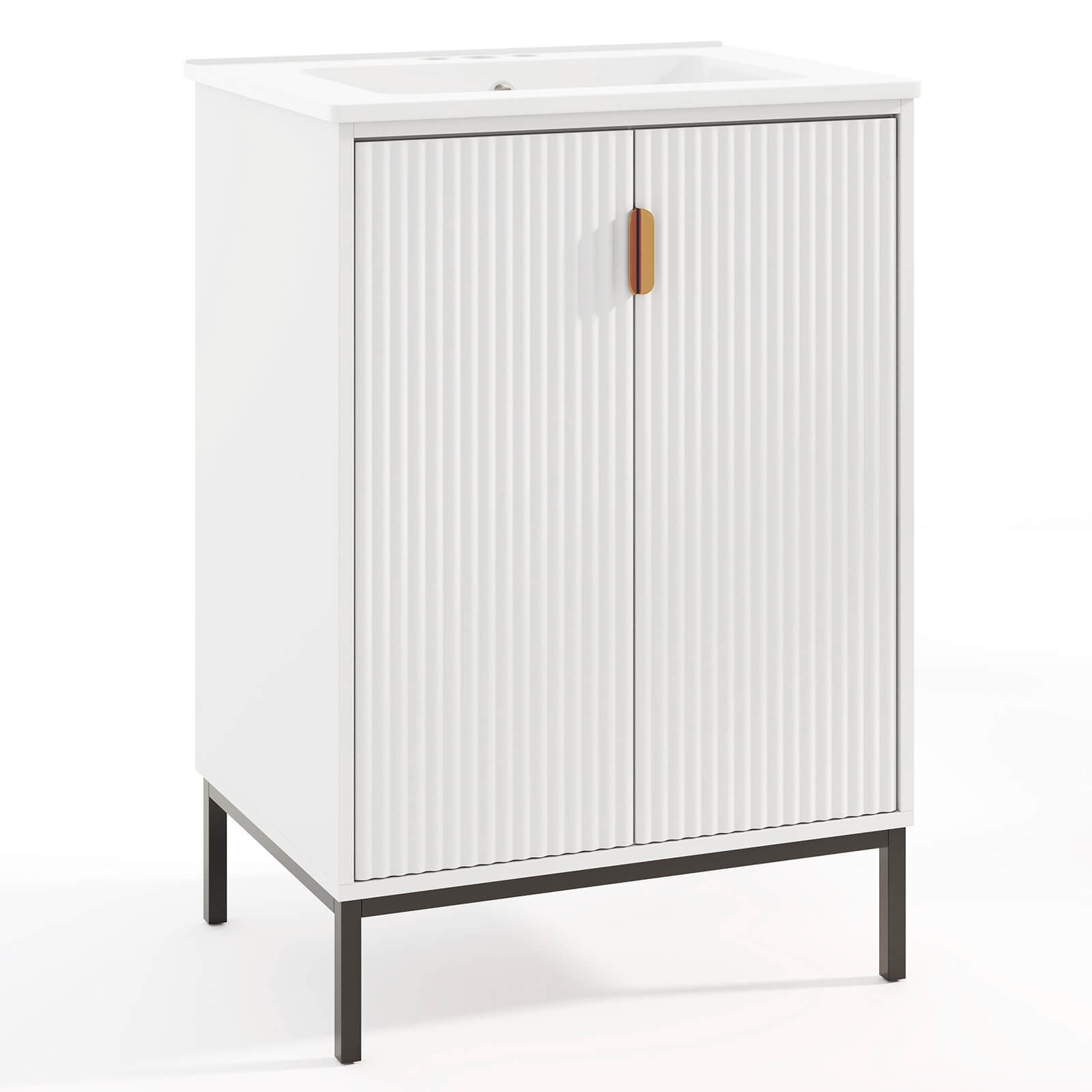 Bathroom Vanity with Sink Combo 24 Inch Freestanding Bathroom Sink Cabinet White