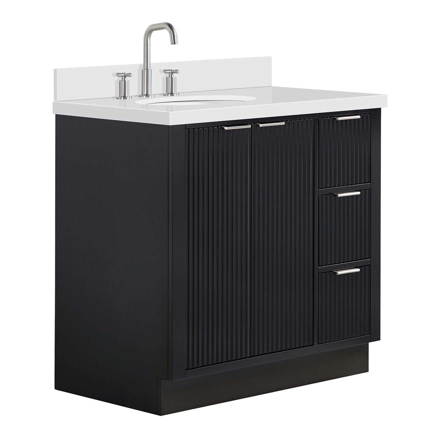 Ariel P37LWQOVO Milan 37″ – Warm White / Pure White Quartz Top / Brushed Nickel
