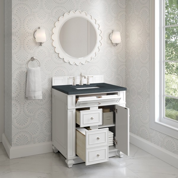 30″ James Martin Bristol157-V30-BW-3CSP Vanity Cabinet Charcoal Soapstone Top
