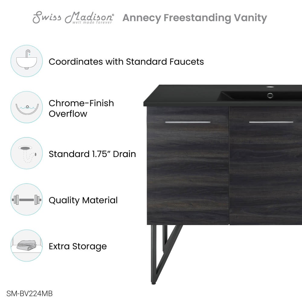 Swiss Madison SM-BV224MB Annecy 48″ – Black Walnut / Matte Black