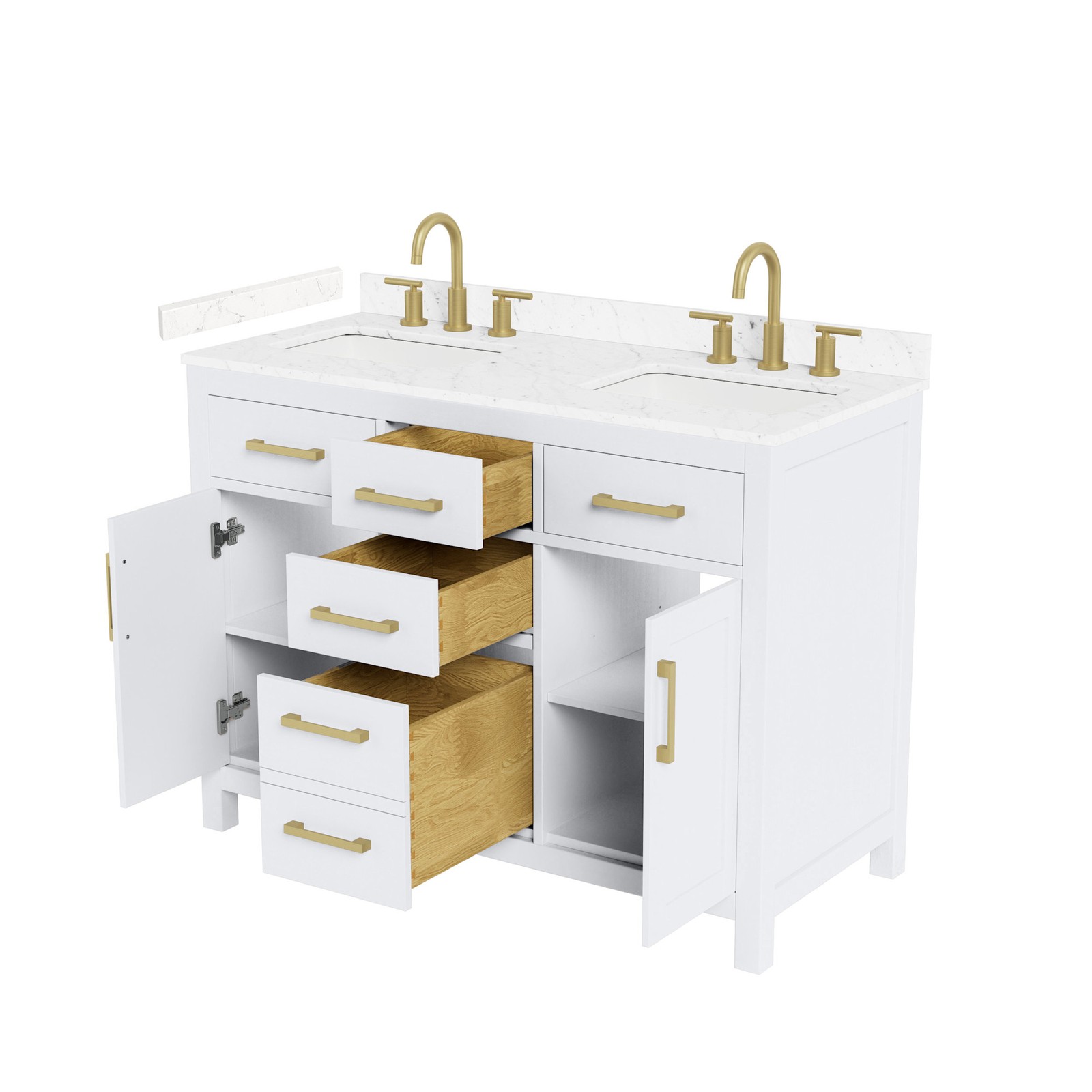 Wyndham Collection WCG242448D-VCA3-US3MXX Beckett 48″ – White / Carrara Cultured