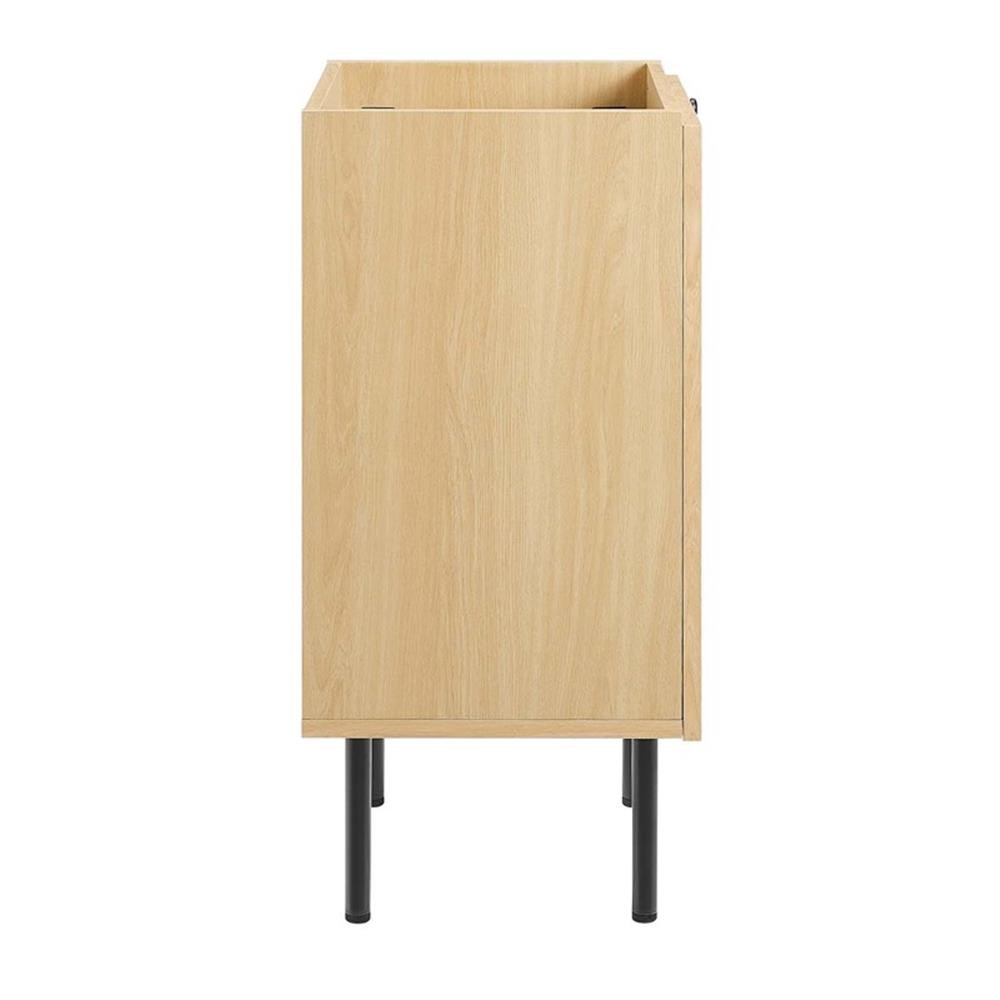 Pemberly Row 18″ Wood & Rattan Bathroom Vanity Cabinet in Oak