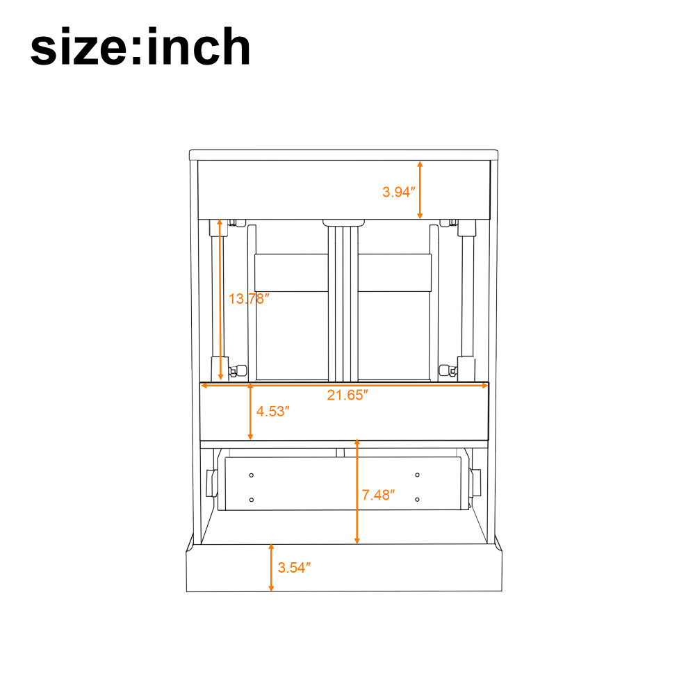 24″Bathroom Vanity with Sink, MDF Cabinet with Solid Wood Frame 1 Divided Drawer