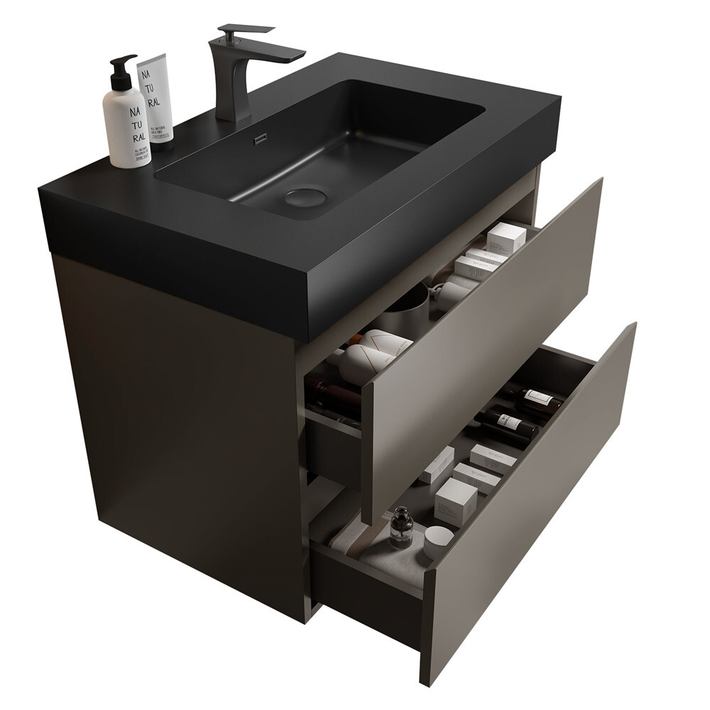 24″ 30″ 36″ Wall Mounted Bathroom Vanity w/Sink,Floating Vanity Cabinet,2 Drawer