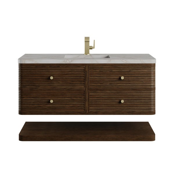 48″ James Martin Allamari D640-V48-SBL-3VSL Vanity Cabinet Silver Silestone Top
