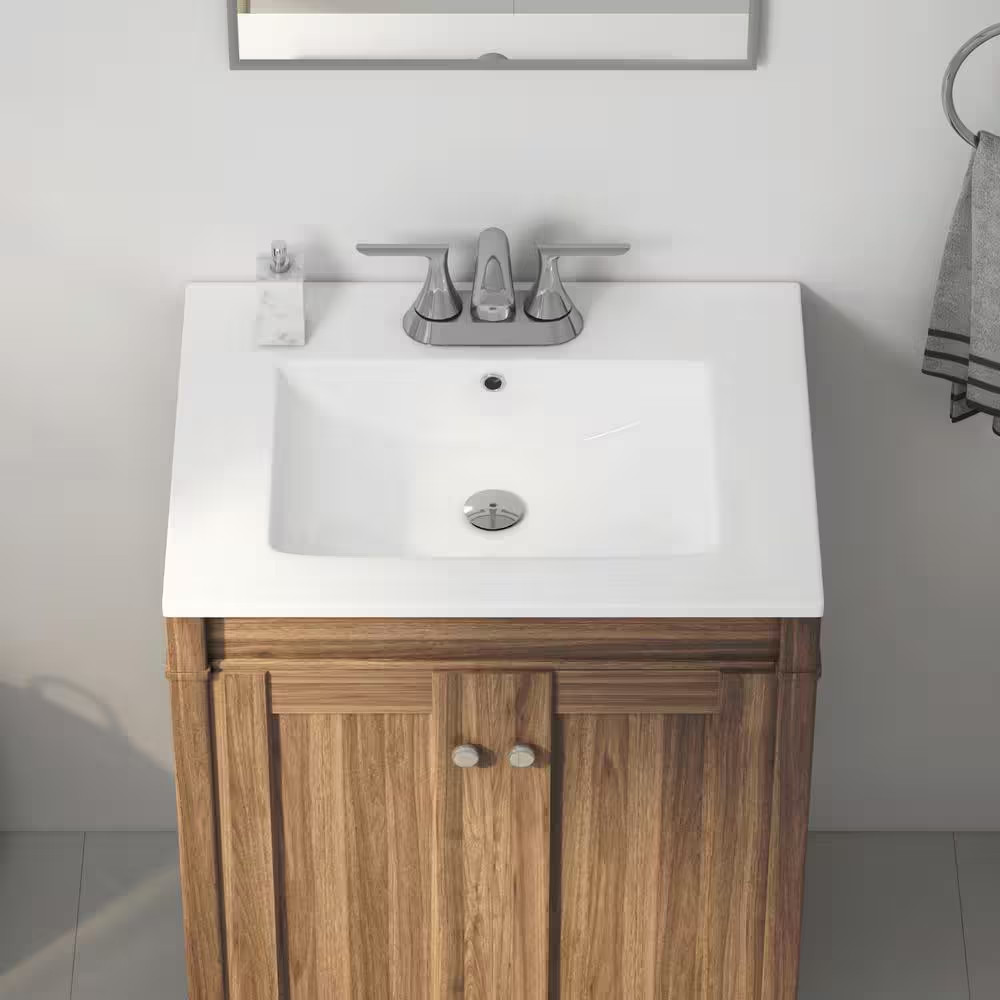 Tucson 24 In. W X 18 In. D Vitreous China Vanity Top in White with 3 Faucet Hole