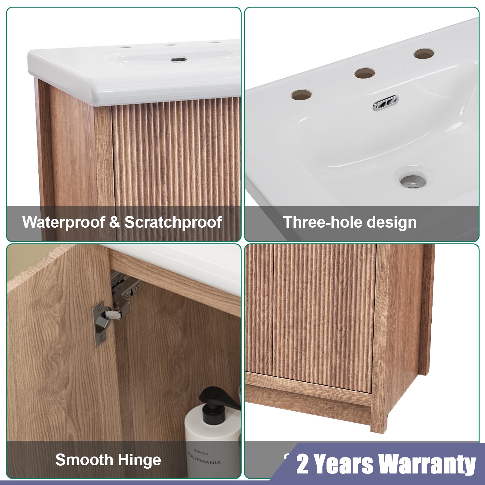 47″ Large Bathroom Vanity Set Double Sink Ceramic Freestanding Cabinet Storage