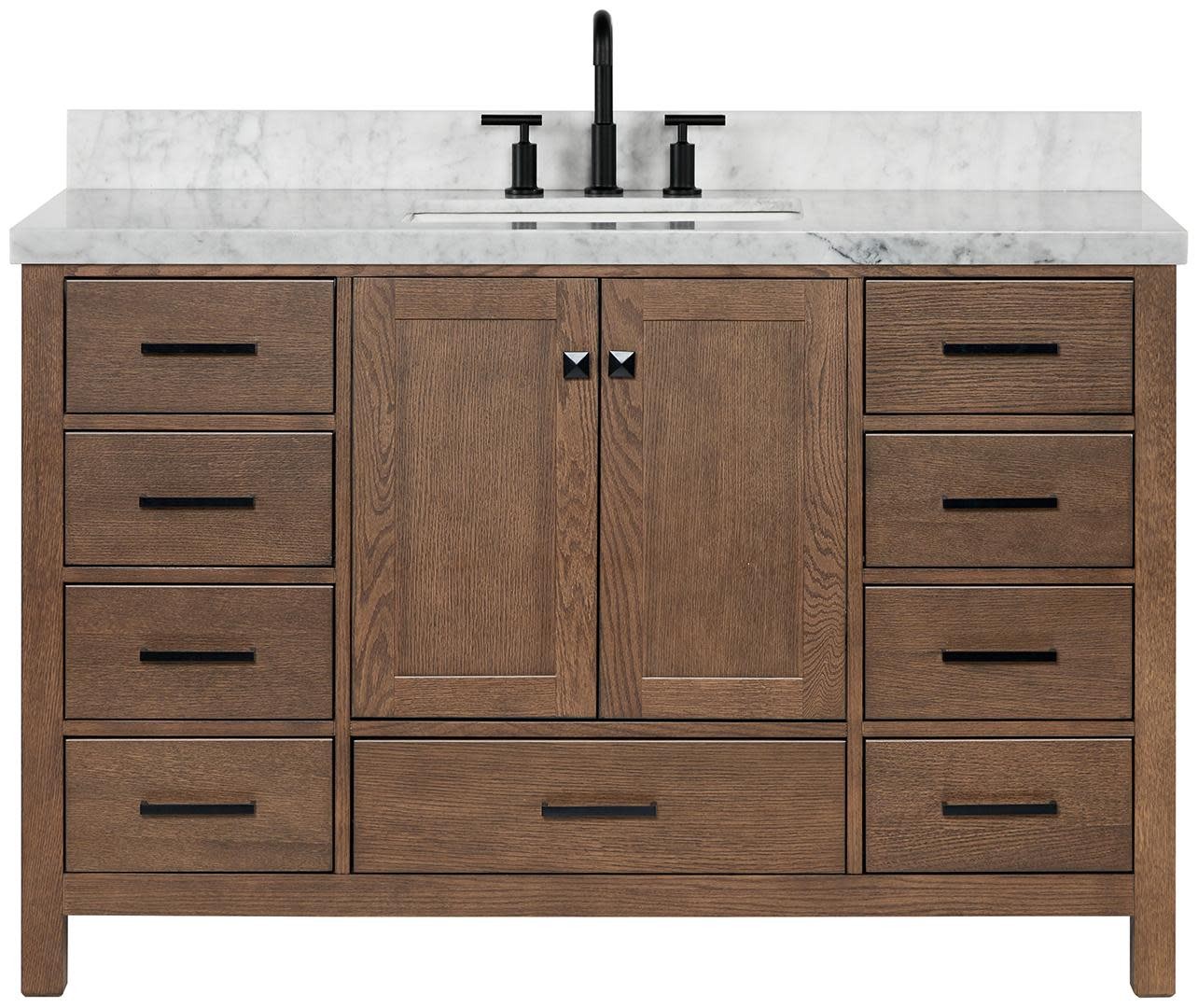 Ariel A055SCWRVO Cambridge 54″ – Brown Oak / Carrara White Marble / Satin Brass