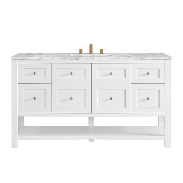 60″ James Martin Breckenridge 330-V60S-BW-3CAR Vanity Cabinet Carrara Marble Top