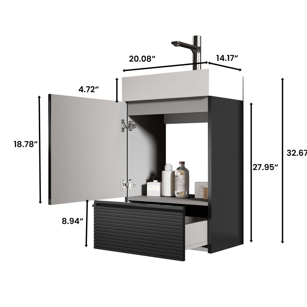 Bathroom vanity with ceramic sink