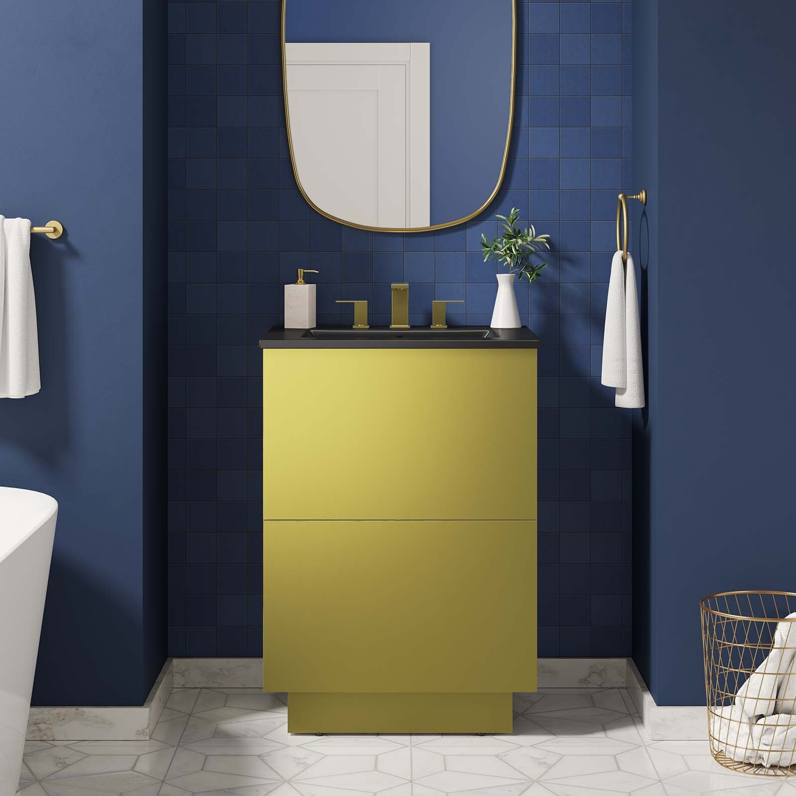 Modway Quantum 24″ Bathroom Vanity in Black Gold