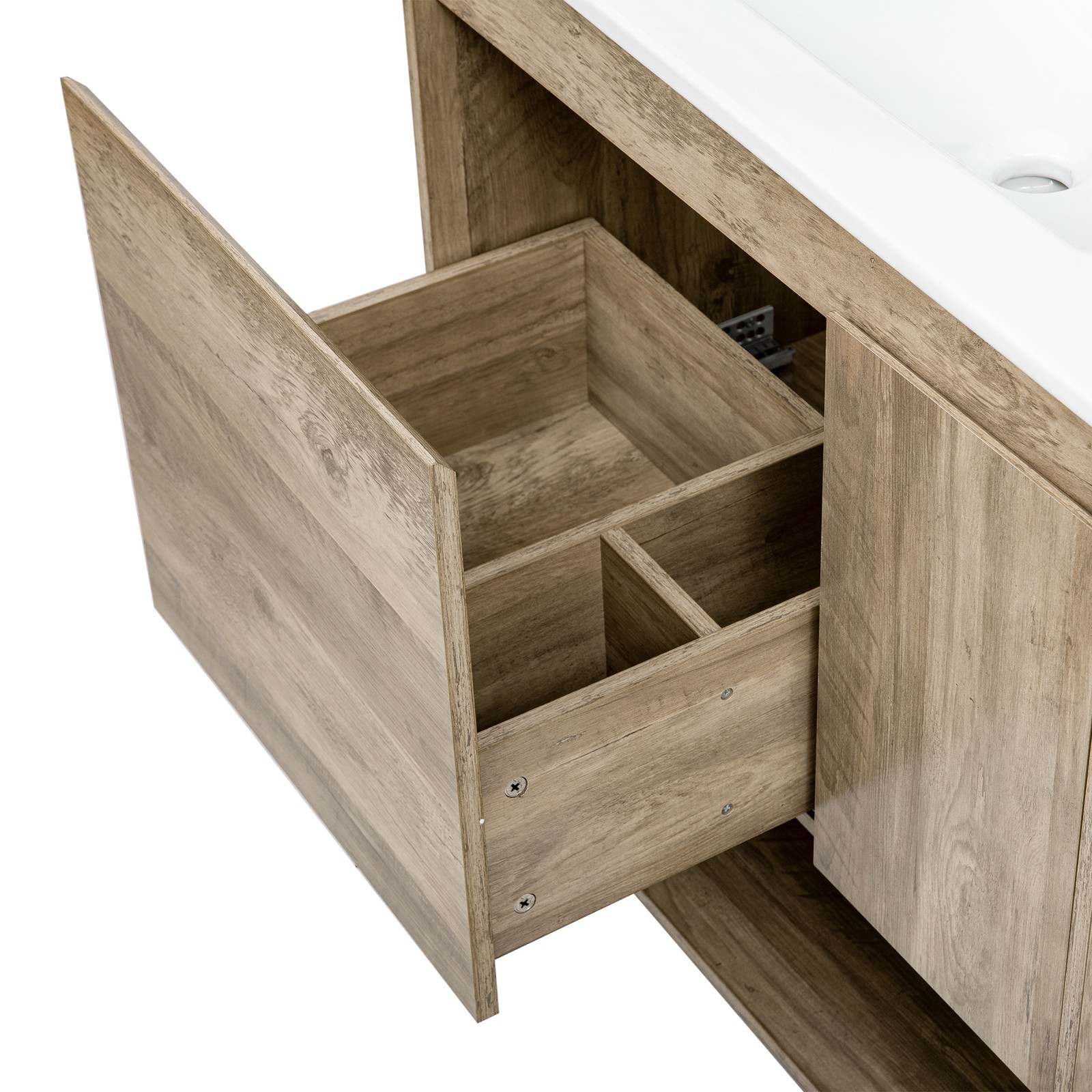 30″ Modern Wood Fixture Bathroom Vanity, Bathroom Cabinet with Sliding Drawer