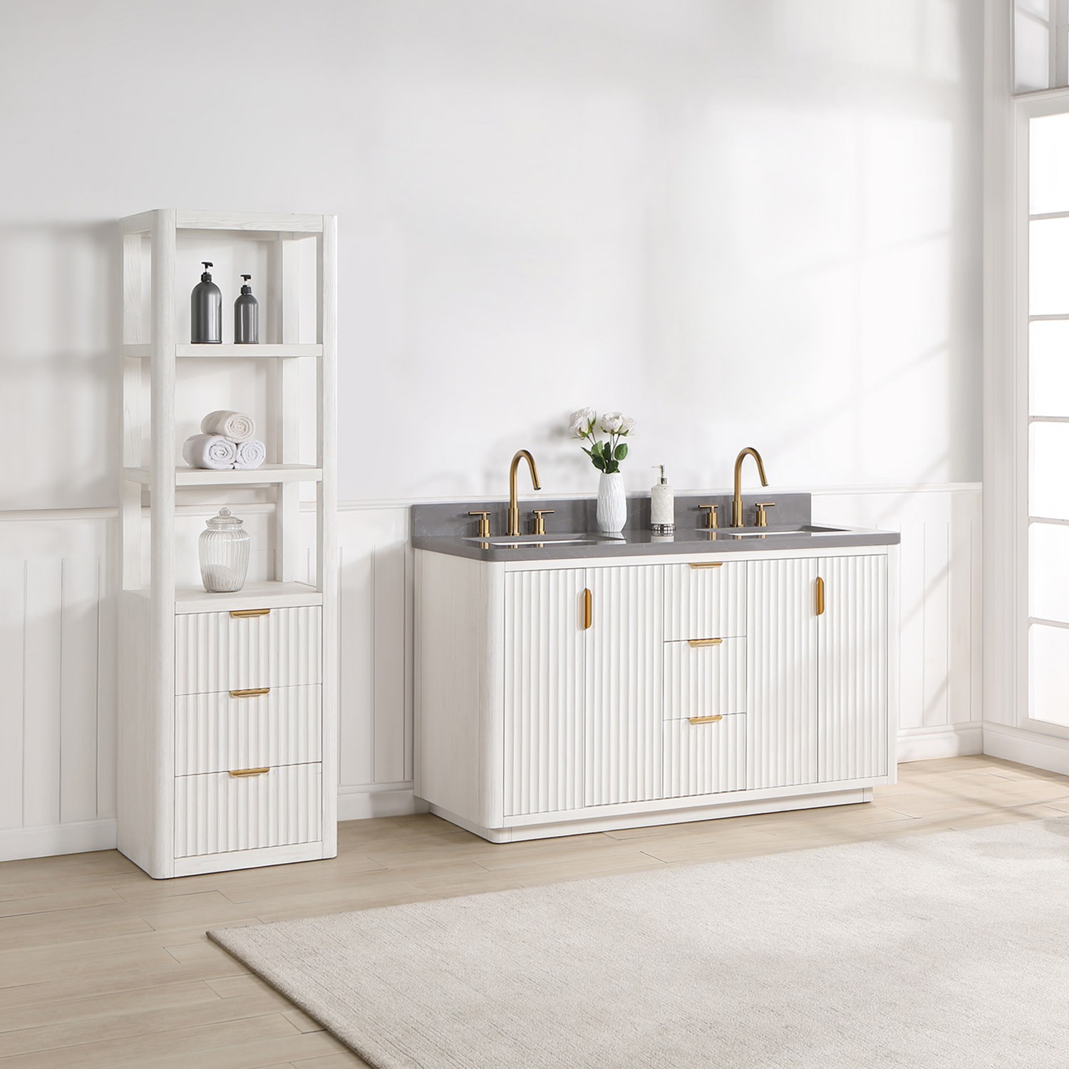 Miseno MV-NM-704160M Cadiz 60″ – Fir Wood Black / Lightning White
