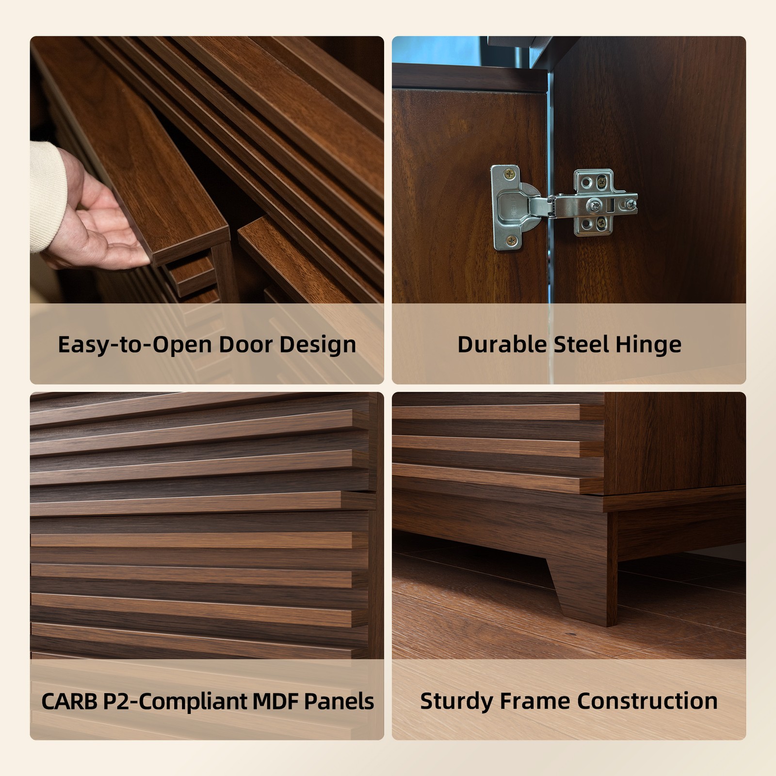 32/36″ Bathroom Vanity w/ Ceramic Sink Storage Vanity Cabinet Towel Hooks Walnut