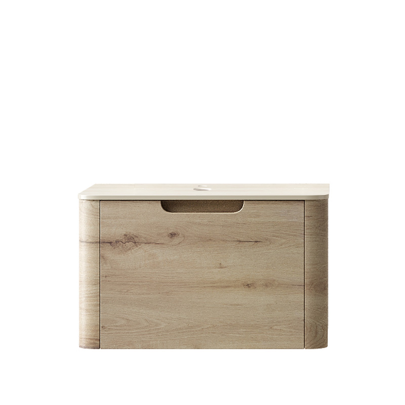 24” XAI Roma Travertine-Pattern Sintered Stone Top and 7070 White Oak Woodgra