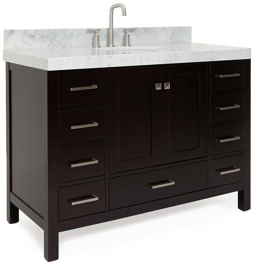 Ariel A048SCW5OVO Cambridge 48″ – Espresso / Italian Carrara Marble Top /